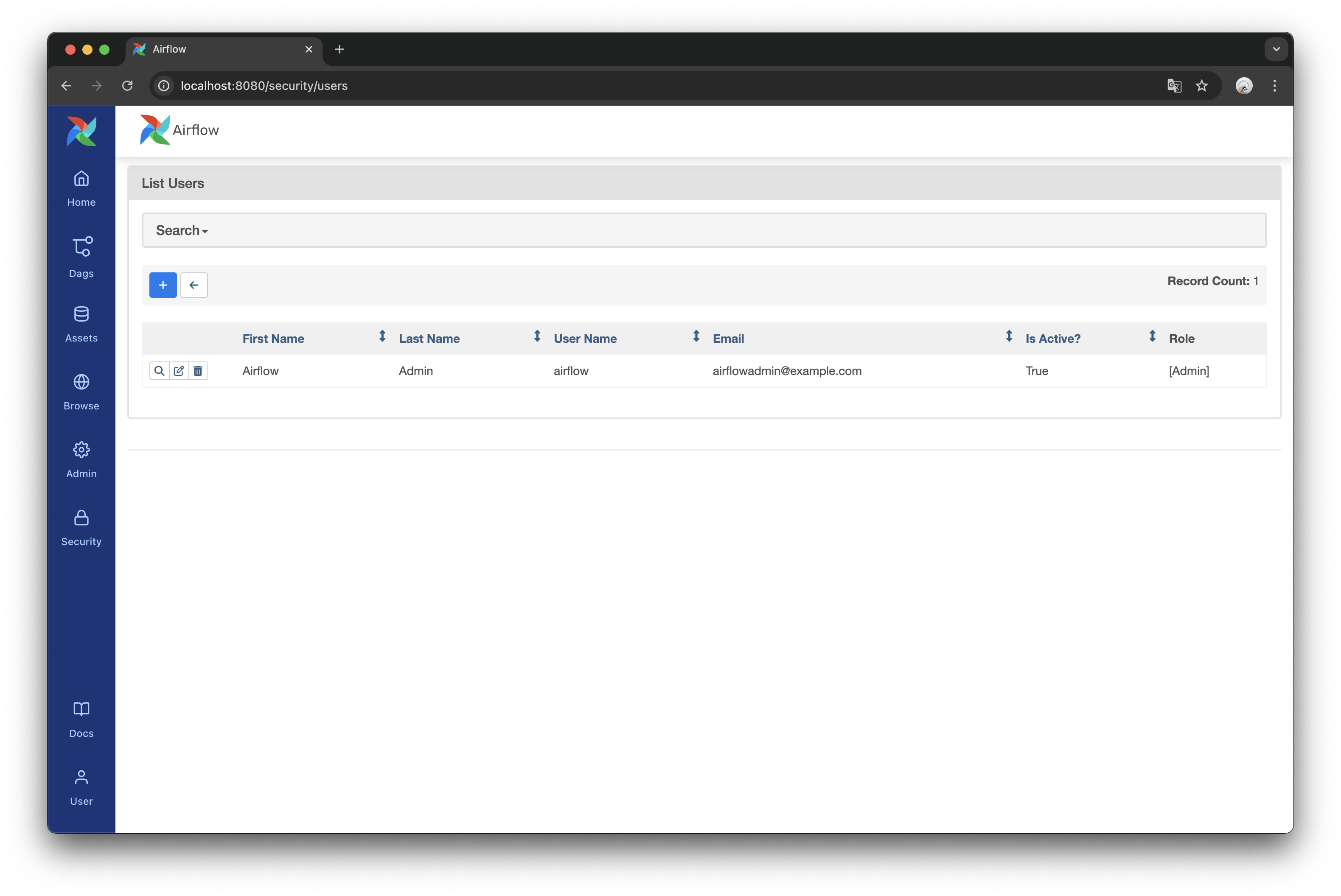Airflow UI Security Users